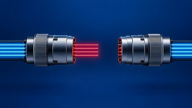 Disconnected Network Cables with Glowing Red Light Concept for Broken Connection and Data Transfer Interruption