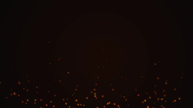 Glowing ember particles in dark night air ideal for backgrounds, digital art, video overlays, motion graphics, and fiery themed designs.