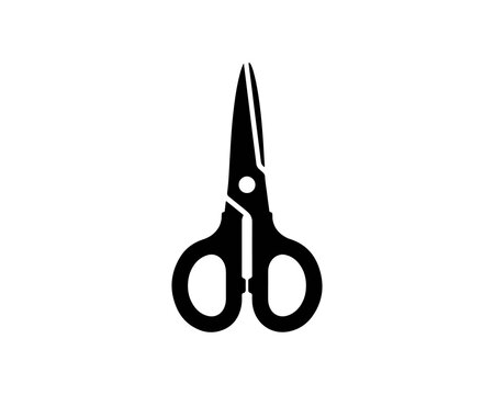Black icon of open scissors symbol for cutting or design craft projects