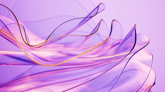 Flowing transparent purple wave cloth background, 3d rendering.