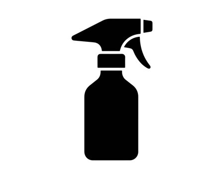 Black silhouette icon of a trigger spray bottle for cleaning and sanitation