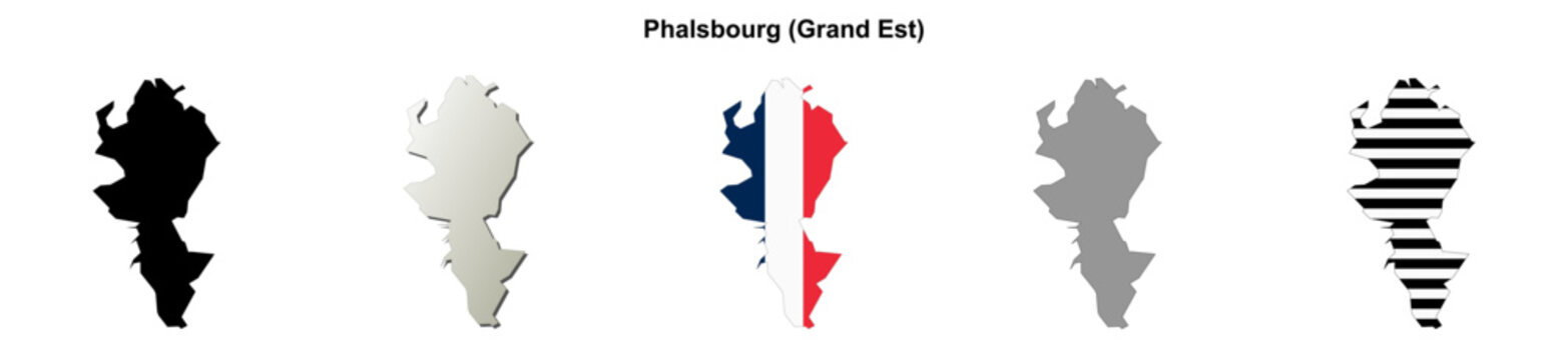 Phalsbourg (Grand Est) blank outline map set