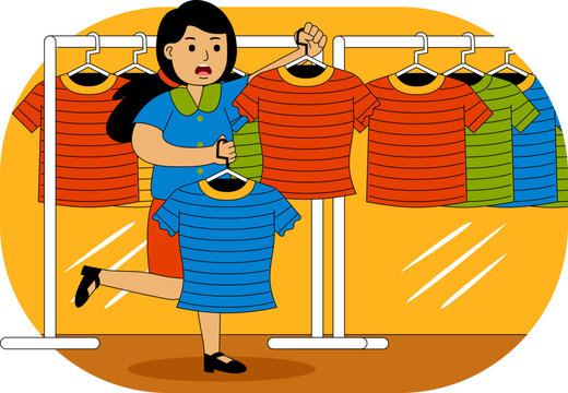 People Shopping at Supermarket Vector Illustration