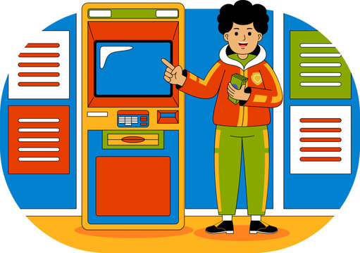 People Shopping at Supermarket Vector Illustration