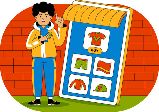 People Shopping at Supermarket Vector Illustration