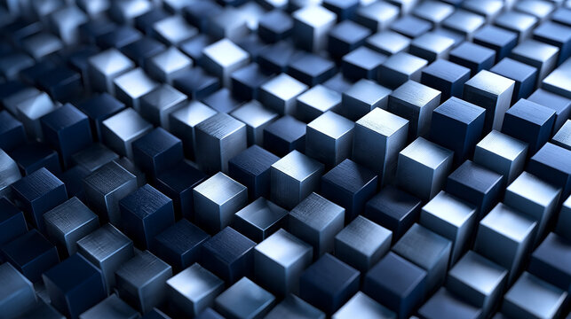 Abstract Blue Geometric 3D Cubes Technology Background