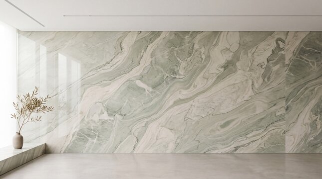Modern Luxury Interior with Green Marble Accent Wall