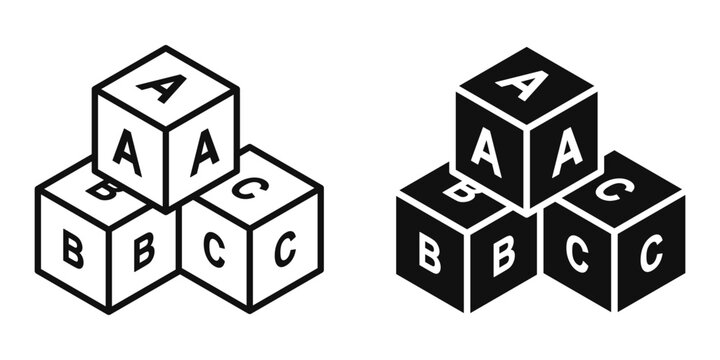 Abc icon set. Alphabet Toy Blocks Icon Set for Preschool and Education. for mobile concept and web design. vector illustration