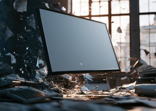 Fragmented technology breaks apart into pieces in an office environment