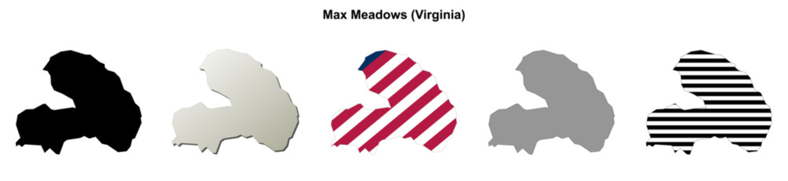 Max Meadows (Virginia) blank outline map set