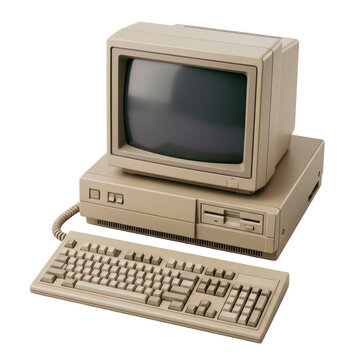 Vintage personal computer on white background