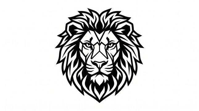 Regal Lion Head Logo Vector: Tribal Mascot Emblem With Geometric Mane for Branding