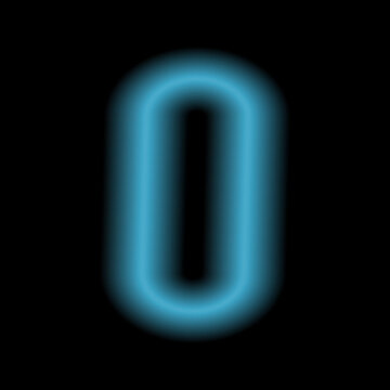 Glowing neon letter o on a black background with a blurred effect