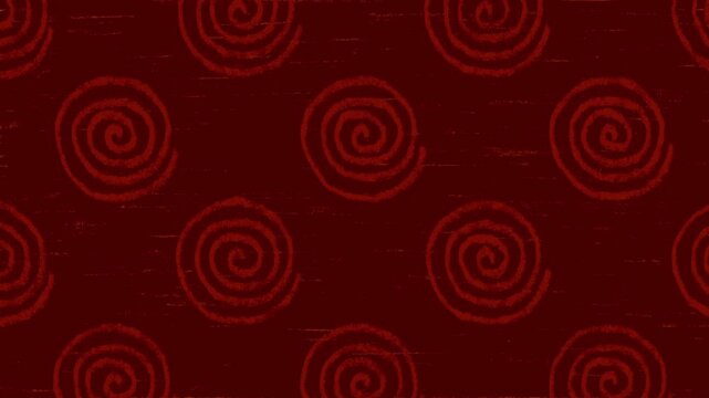 Hand-drawn chalk orange autumn spiral pattern background drawing