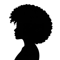 Silhouette of a woman with curly hair performing profile view on transparent background © mohammad