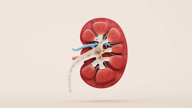 Kidney stone with biology and health care concept, 3d rendering.