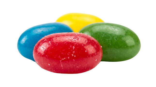 Colorful jelly beans sweet candy dessert on transparent background