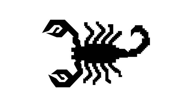 Pixel Art Scorpion Vector Logo Icon Isolated on White Background for Gaming and Tech Branding