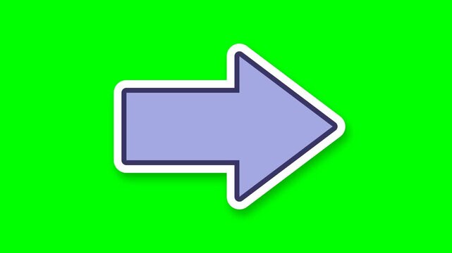 Purple arrow pointing right with white outline isolated on green background
