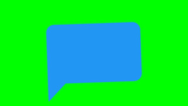 Blue speech bubble icon isolated against a vibrant solid green background for messaging