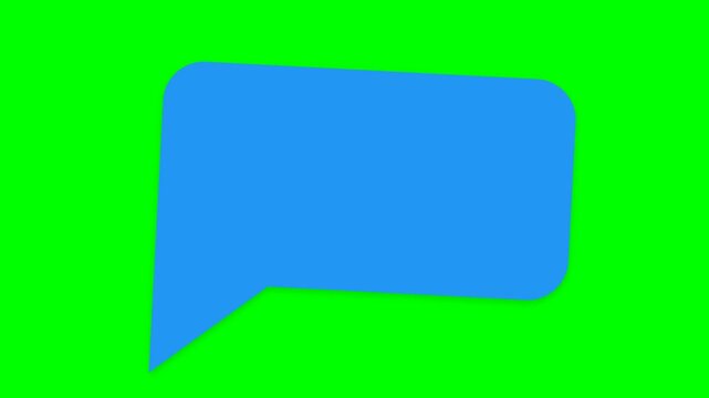 Blue speech bubble icon on green screen background for digital communication concept