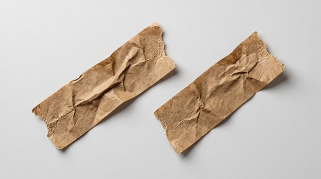 Torn Brown Kraft Masking Tape Strips Asset for Collage Design Layout
