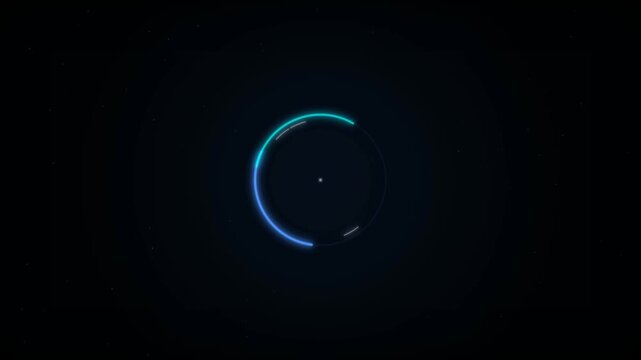 Sleek neon progress ring with vibrant cyan gradients on a dark background, representing system buffering and technology interface, ideal for website loading screens and futuristic UI design