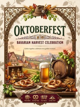 Oktoberfest Poster With Bavarian Harvest Decorations