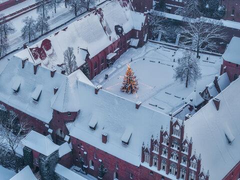 Malbork castle at snowy winter in Poland