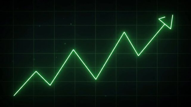Minimalist Neon Green Zigzag Line Arrow Going Up Financial Growth Loop 