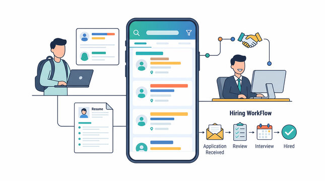 Mobile Task Management and Remote Team Workflow Coordination Flat Illustration