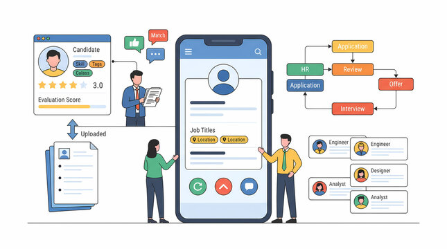 Team Communication and Project Task Tracking Mobile App Flat Illustration