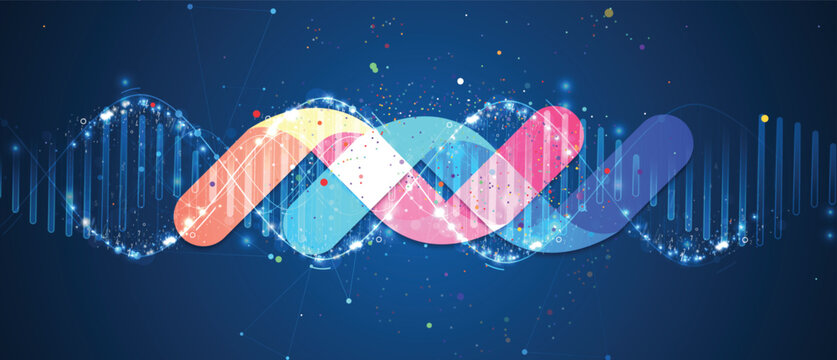 Futuristic modern dna design, neural genetic pathways, molecular strands