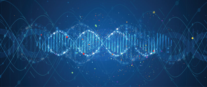 Futuristic modern dna design, neural genetic pathways, molecular strands