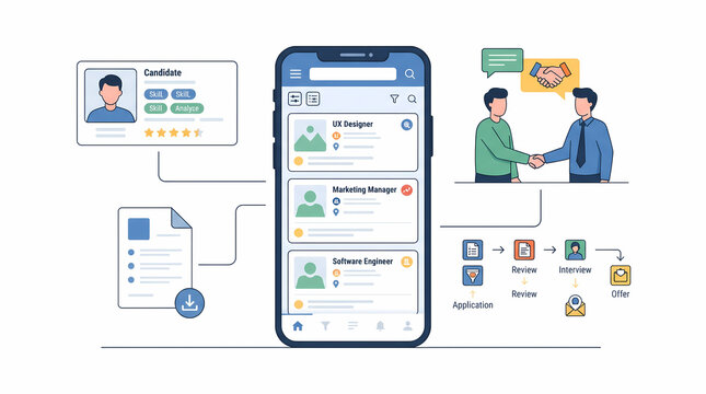 Mobile App for Professional Networking and Business Partnership Flat Illustration