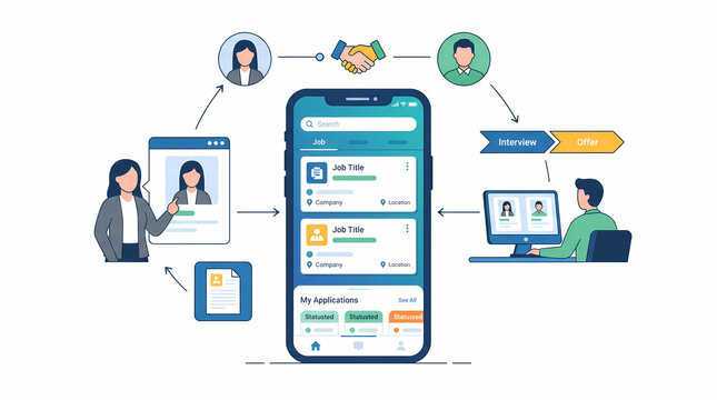 Remote Teamwork and Mobile Communication App Flat Illustration