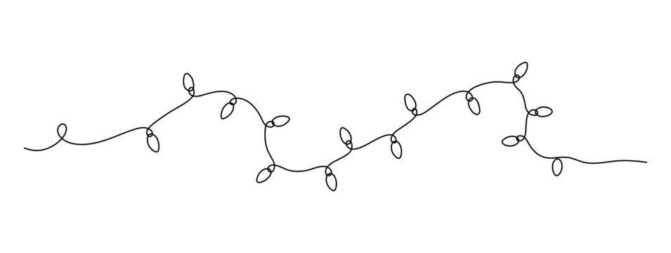 Simple line art illustration of a string of Christmas lights perfect for holiday decorations and borders