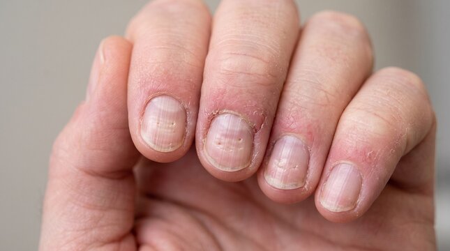 Nail Eczema With Nail Ridges and Paronychia