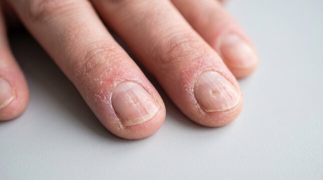 Nail Eczema With Nail Ridges and Paronychia