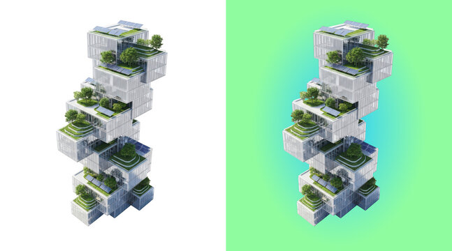 Modern modular eco-friendly building blocks with greenery