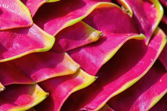 Macro Close-up of Red Dragon Fruit Pitaya Bract Scales Natural Texture