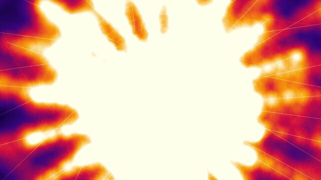 Blazing white and golden light blast explodes outward through deep purple rays and spiderweb lattice in a horizontal 3D render