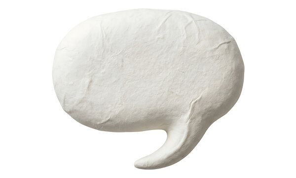 Realistic white speech bubble made of clay or plaster perfect for quotes and dialogue isolated on transparent background
