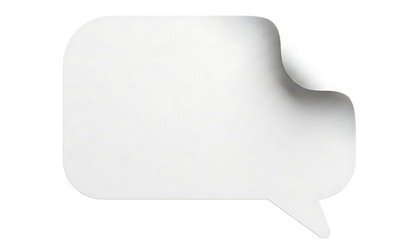 Blank white speech bubble with a slightly peeled corner ready for text or graphics isolated on transparent background