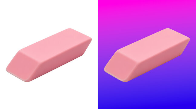 Pink eraser block 3D rendering background