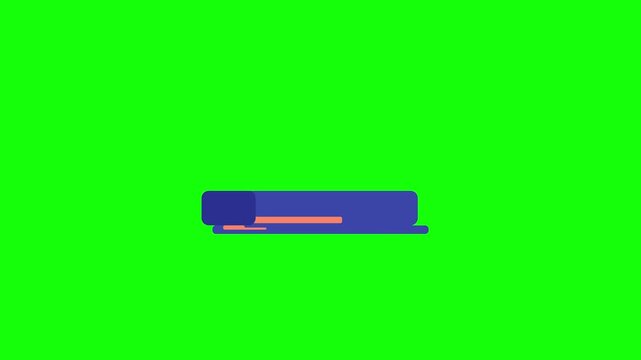 Blue stapler animation icon on green screen background