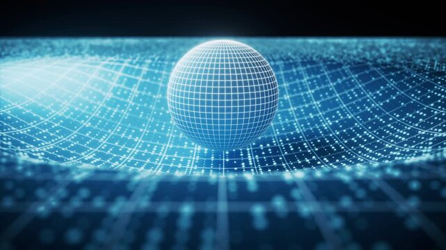 Blue technology grid and digital sphere background, 3d rendering.