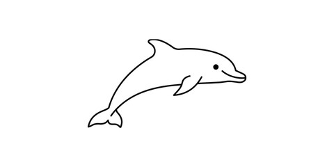 Jumping dolphin silhouette line art icon for marine life and ocean conservation. © Adobe