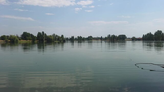 Scenic View of Les Lacs du Fauga in Le Fauga, Haute-Garonne. Toulouse, France