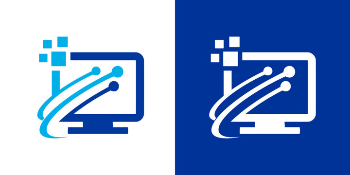 Computer Technology Logo Icon design vector logo of a system integration company